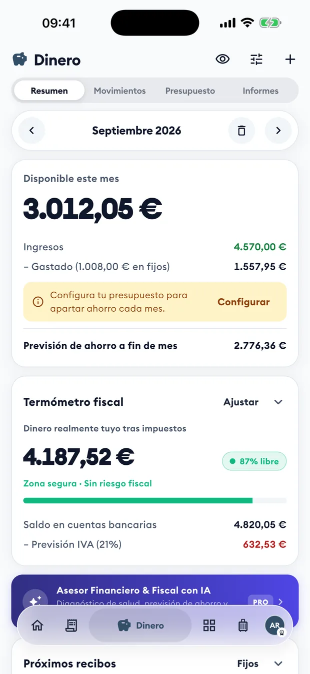 Tu dinero, claro: pantalla de la app Aldía